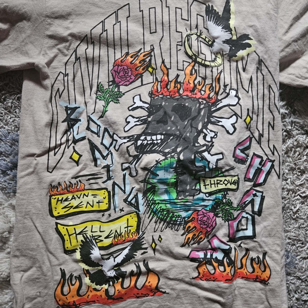 Civil Regime Exploding Chaos Skeleton Tshirt S - image 2